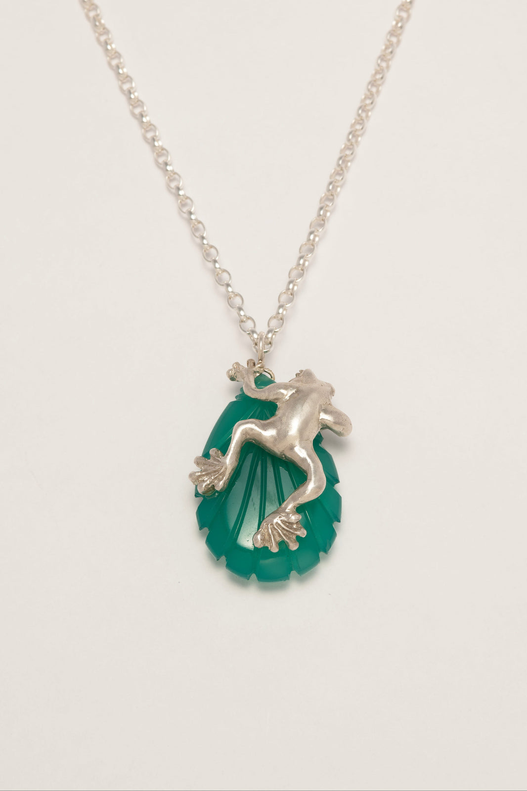 Sterling Silver Frog on Leaf Pendant