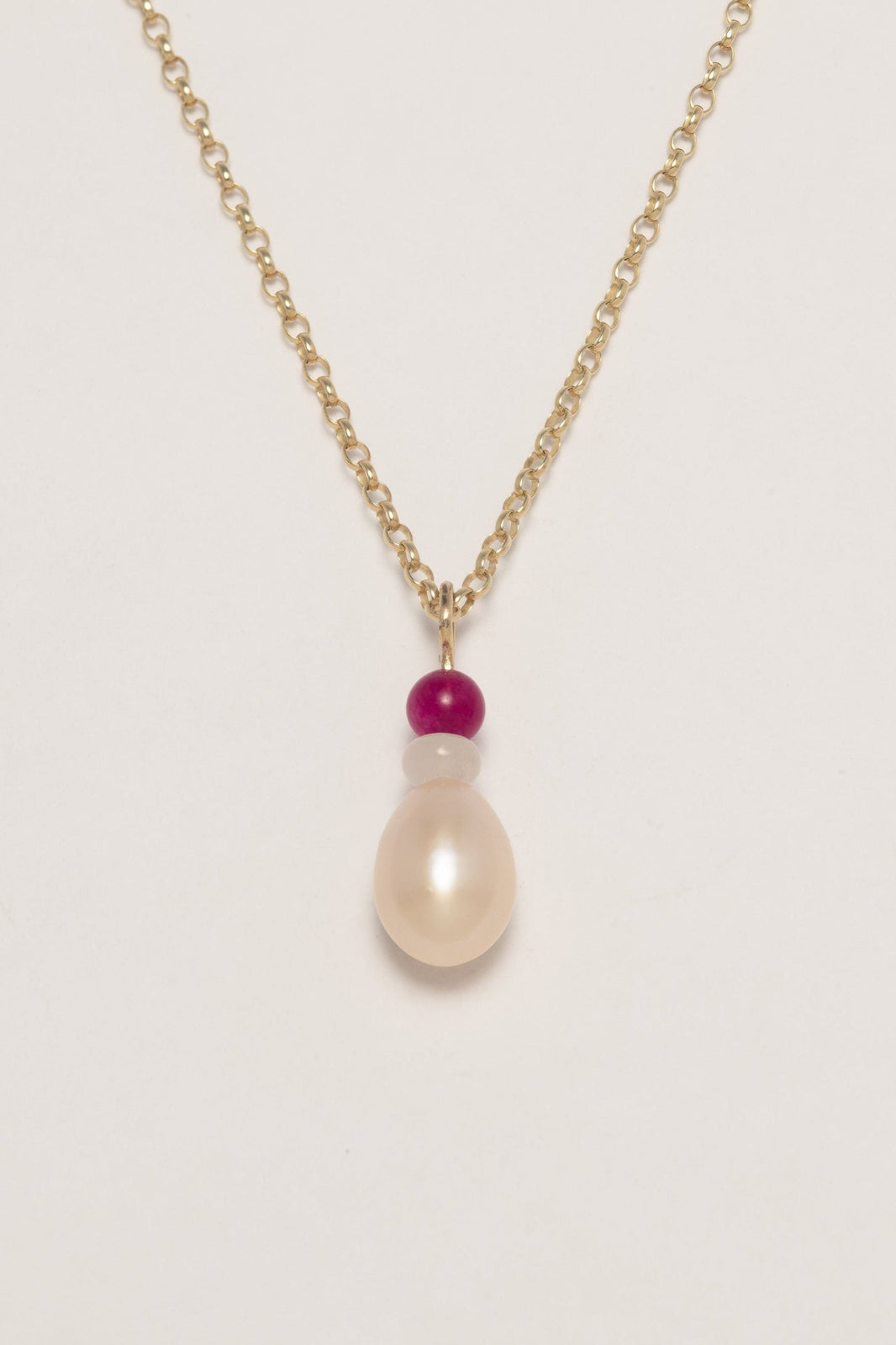 9kt Gold Pink City Single Drop Pearl Pendant