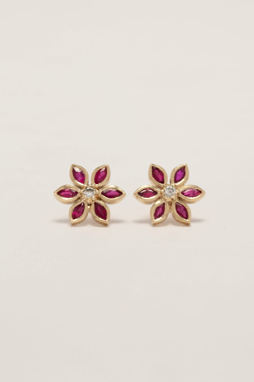9kt Gold Red Lotus Studs