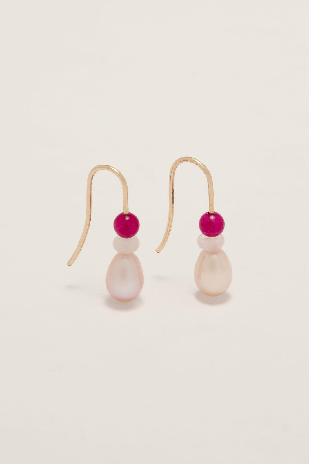 9kt Gold Pink City Single Drop Pearl Hook Earrings