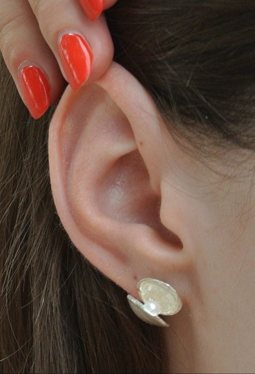 Sterling Silver Shell Stud Earrings