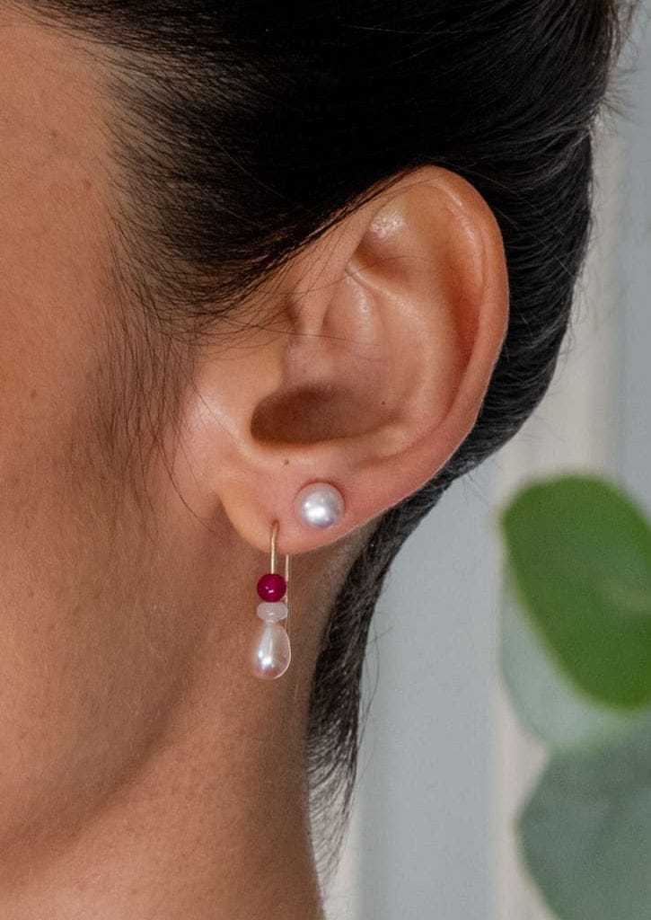 9kt Gold Pink City Single Pearl Studs